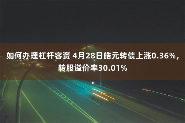 如何办理杠杆容资 4月28日皓元转债上涨0.36%，转股溢价率30.01%