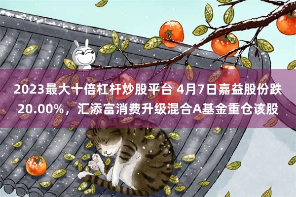 2023最大十倍杠杆炒股平台 4月7日嘉益股份跌20.00%，汇添富消费升级混合A基金重仓该股